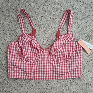 New Colsie Gingham Woven Corset Bralette
